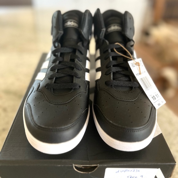 Adidas Hoops 4.0 Mid Men's Black and White Basketball Sneakers - Picture 12 of 12